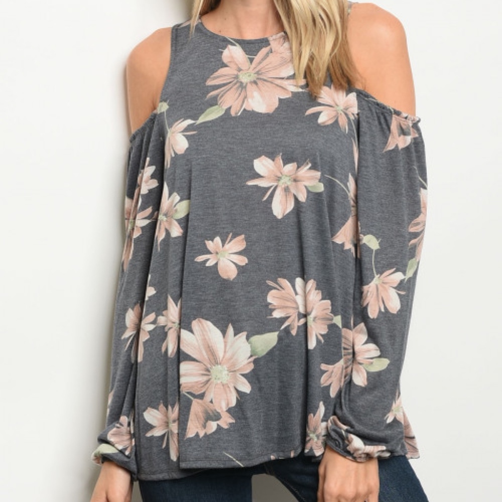 GRAY FLORAL TOP